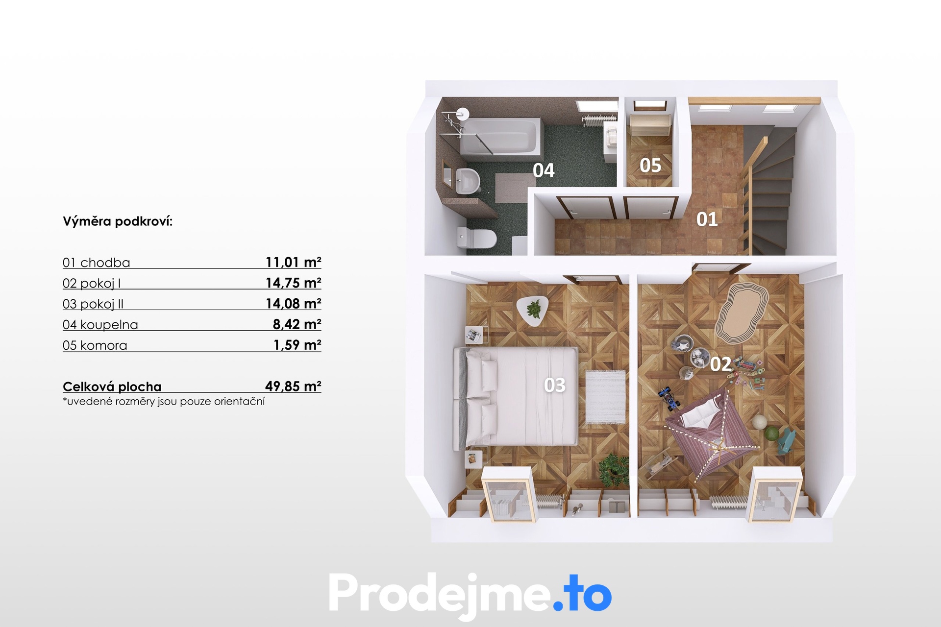 3D půdorys - podkroví